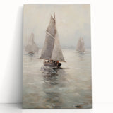 Vintage Landscape Art – Sailing Boats on Calm Waters – Antique Marine Wall Art
