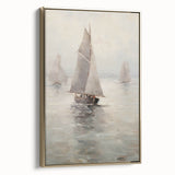 Vintage Landscape Art – Sailing Boats on Calm Waters – Antique Marine Wall Art