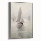 Vintage Landscape Art – Sailing Boats on Calm Waters – Antique Marine Wall Art