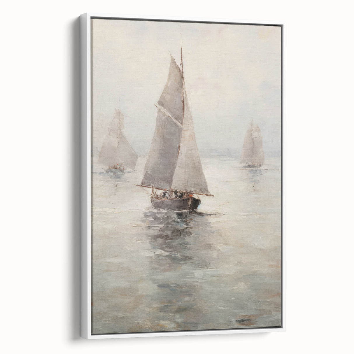 Vintage Landscape Art – Sailing Boats on Calm Waters – Antique Marine Wall Art
