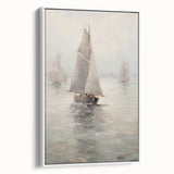 Vintage Landscape Art – Sailing Boats on Calm Waters – Antique Marine Wall Art