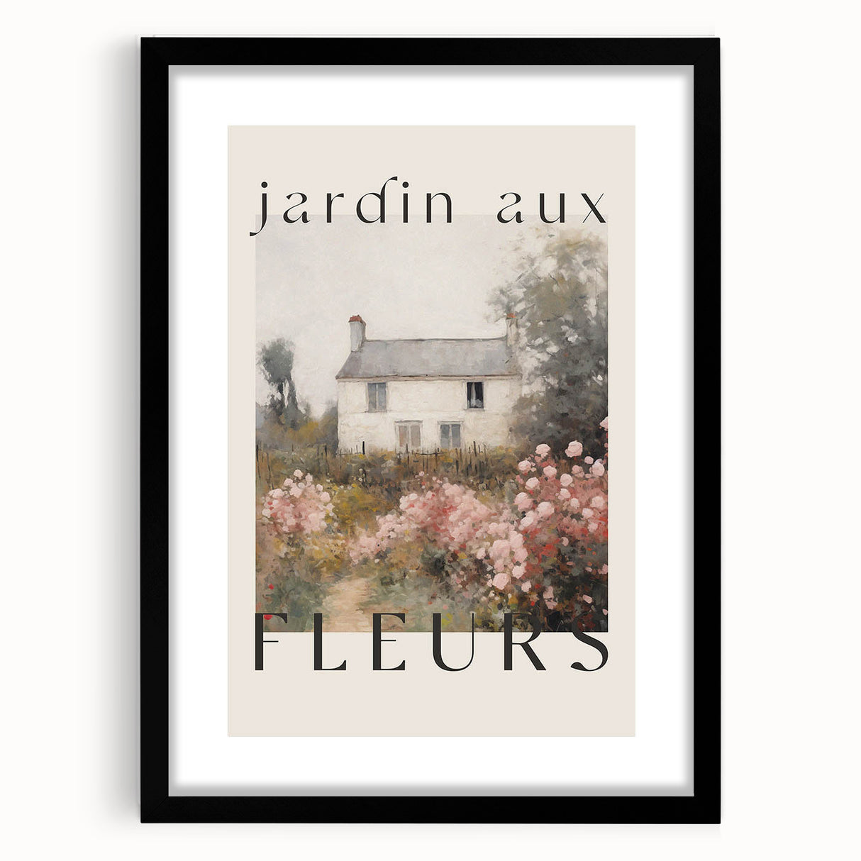 Vintage French Cottage Art – Classic Floral Landscape Print