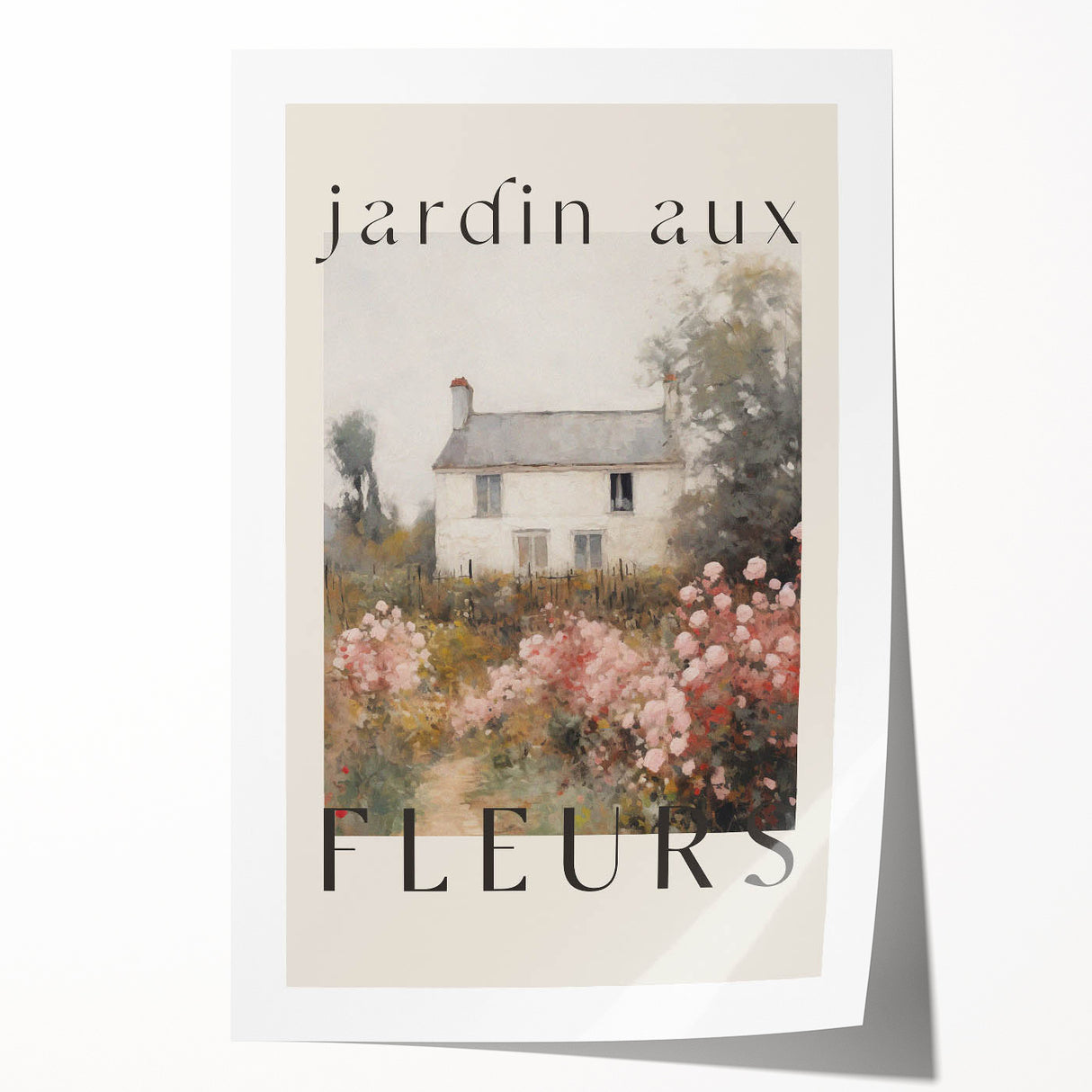 Vintage French Cottage Art – Classic Floral Landscape Print