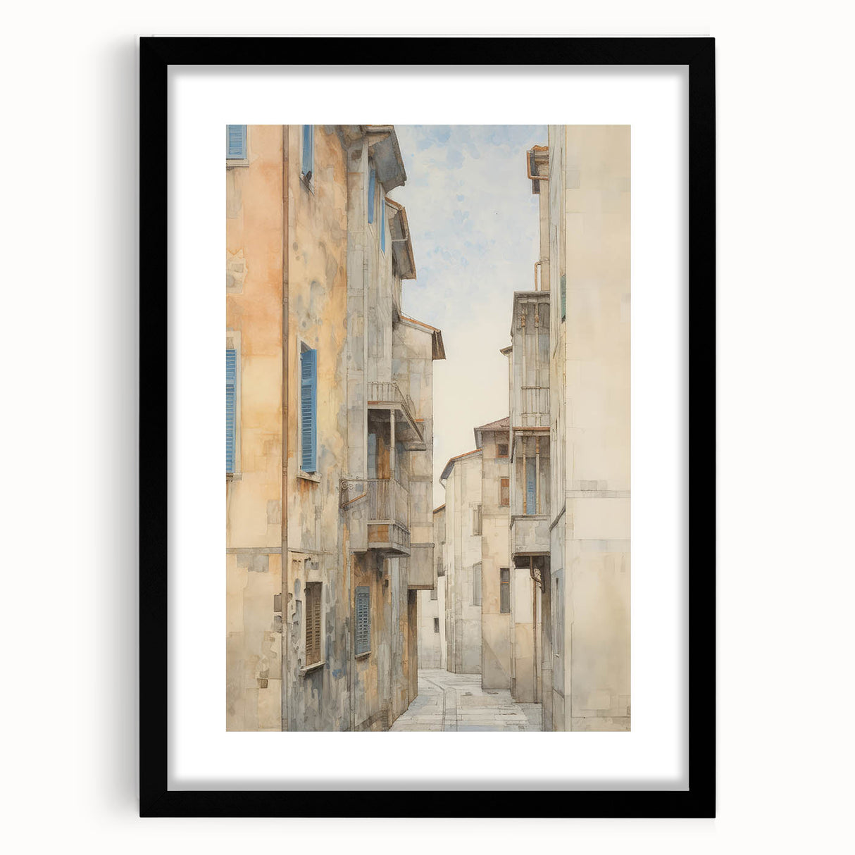 Vintage Landscape Art – Historic City Alley Print – Antique Urban Wall Art