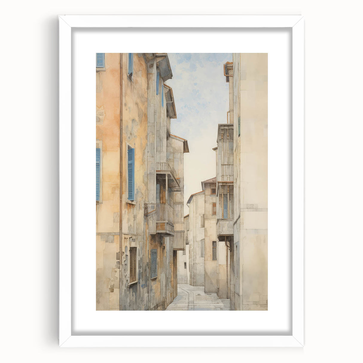 Vintage Landscape Art – Historic City Alley Print – Antique Urban Wall Art