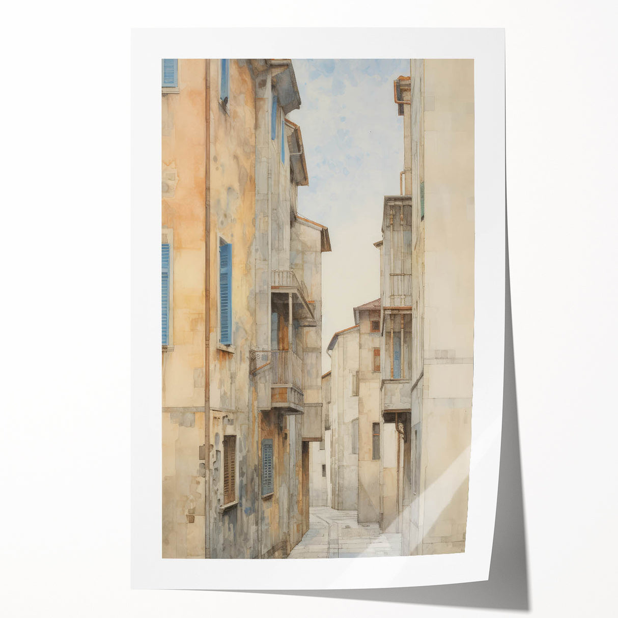 Vintage Landscape Art – Historic City Alley Print – Antique Urban Wall Art