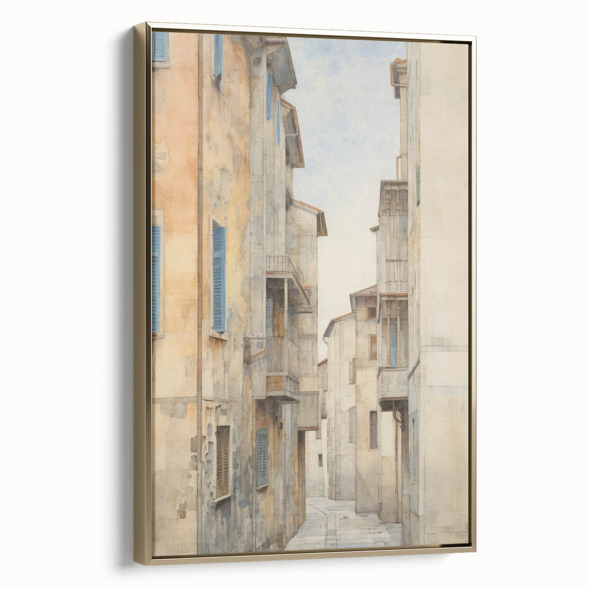 Vintage Landscape Art – Historic City Alley Print – Antique Urban Wall Art