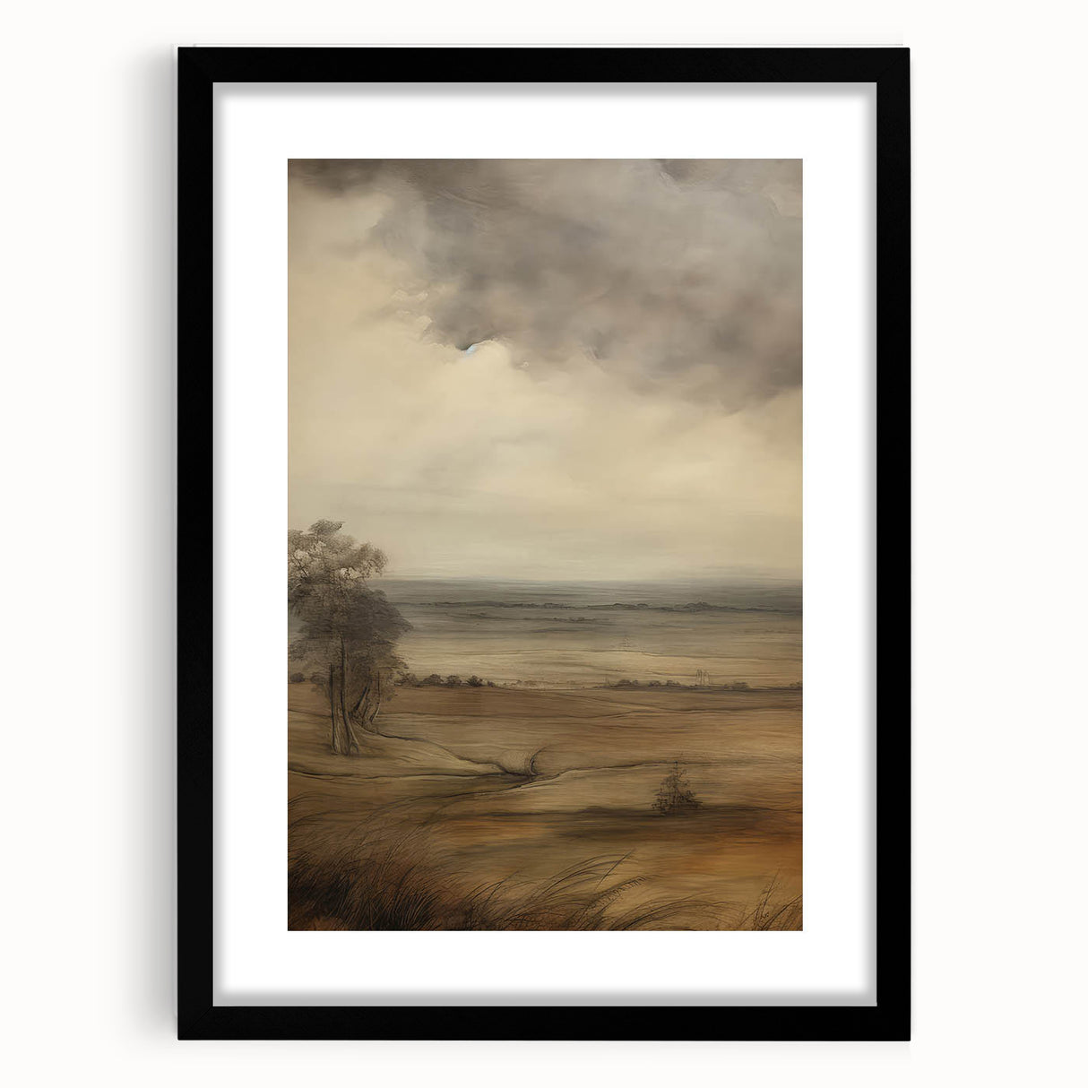Vintage Landscape Art – Dramatic Countryside Scene – Antique Rural Wall Art