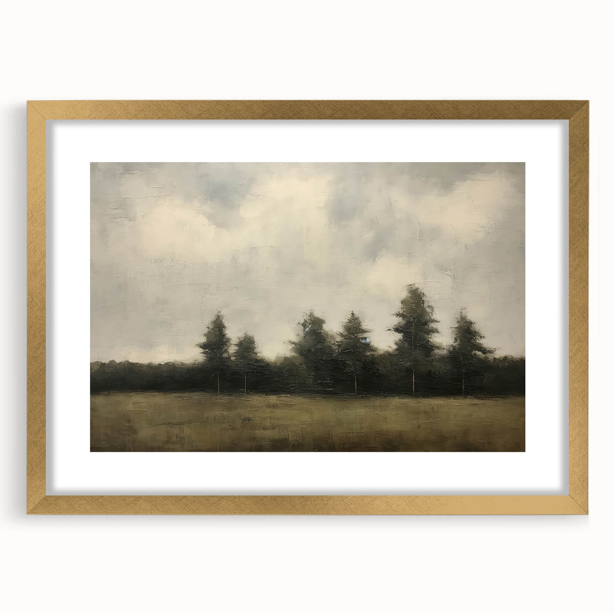 Vintage Landscape Art - Trees Beneath a Soft Cloudy Sky