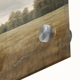 Vintage Landscape Art - Tranquil Field and Trees Under Cloudy Sky