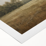 Vintage Landscape Art - Tranquil Field and Trees Under Cloudy Sky