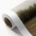 Vintage Landscape Art - Tranquil Field and Trees Under Cloudy Sky
