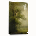 Vintage Landscape Art – Tranquil Tree in Misty Field – Antique Nature Wall Art