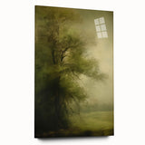 Vintage Landscape Art – Tranquil Tree in Misty Field – Antique Nature Wall Art