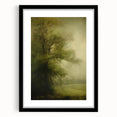 Vintage Landscape Art – Tranquil Tree in Misty Field – Antique Nature Wall Art