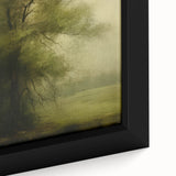 Vintage Landscape Art – Tranquil Tree in Misty Field – Antique Nature Wall Art