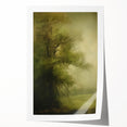 Vintage Landscape Art – Tranquil Tree in Misty Field – Antique Nature Wall Art