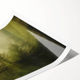 Vintage Landscape Art – Tranquil Tree in Misty Field – Antique Nature Wall Art