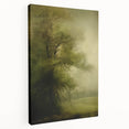 Vintage Landscape Art – Tranquil Tree in Misty Field – Antique Nature Wall Art