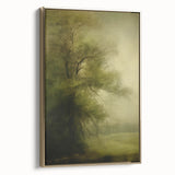 Vintage Landscape Art – Tranquil Tree in Misty Field – Antique Nature Wall Art
