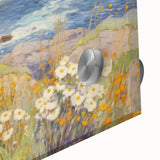 Vintage Landscape Art – Coastal Scene with Flowers and Ocean View