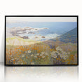 Vintage Landscape Art – Coastal Scene with Flowers and Ocean View