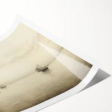 Vintage Landscape Art – Sailboats on Serene Sea in Antique Tones