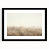Vintage Landscape Art – Serene Field with Tall Grass and Fog