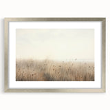 Vintage Landscape Art – Serene Field with Tall Grass and Fog