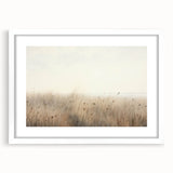 Vintage Landscape Art – Serene Field with Tall Grass and Fog