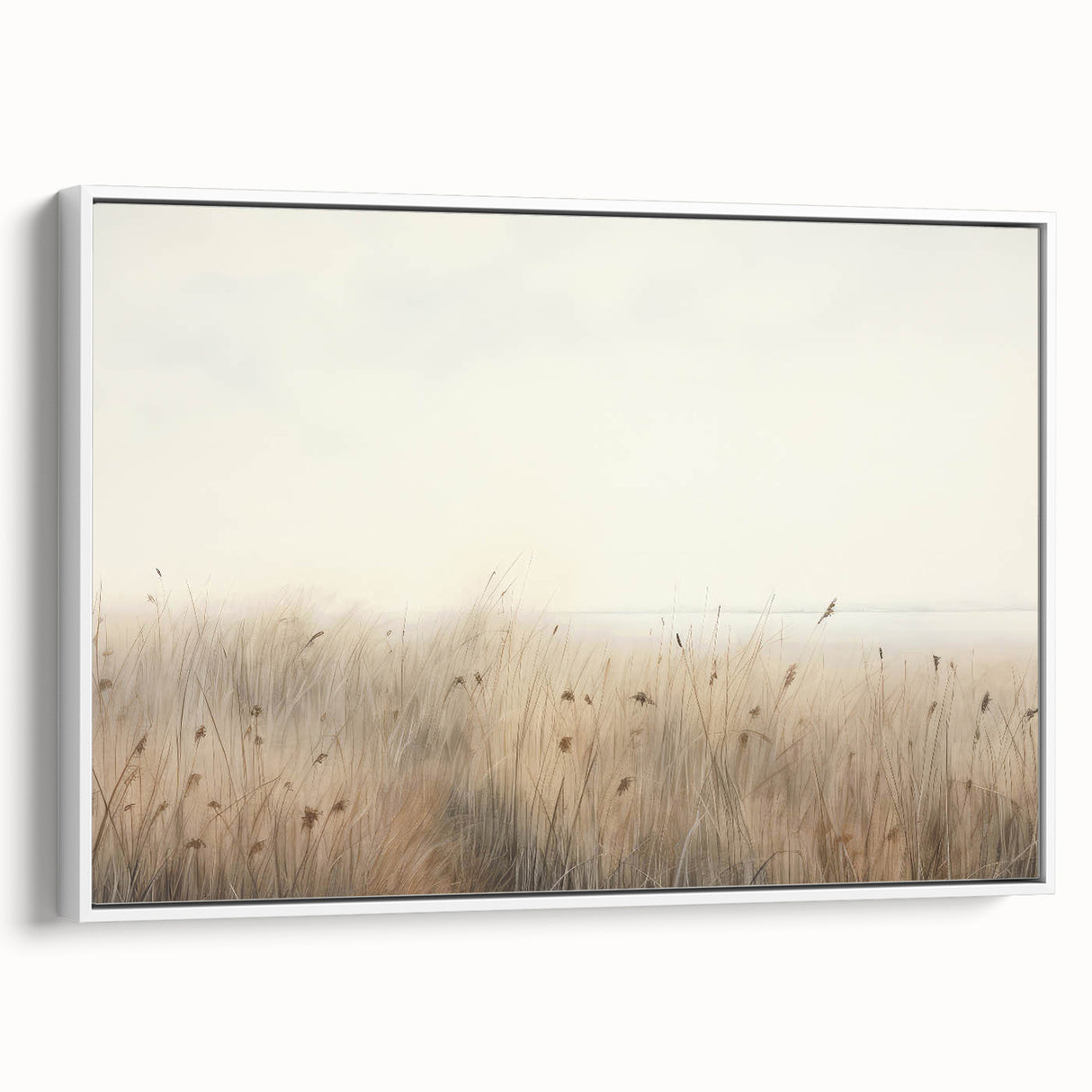 Vintage Landscape Art – Serene Field with Tall Grass and Fog