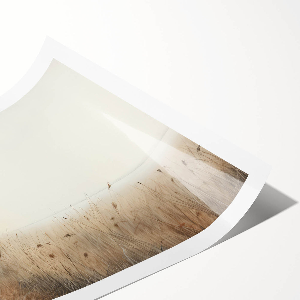 Vintage Landscape Art – Serene Field with Tall Grass and Fog