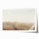 Vintage Landscape Art – Serene Field with Tall Grass and Fog