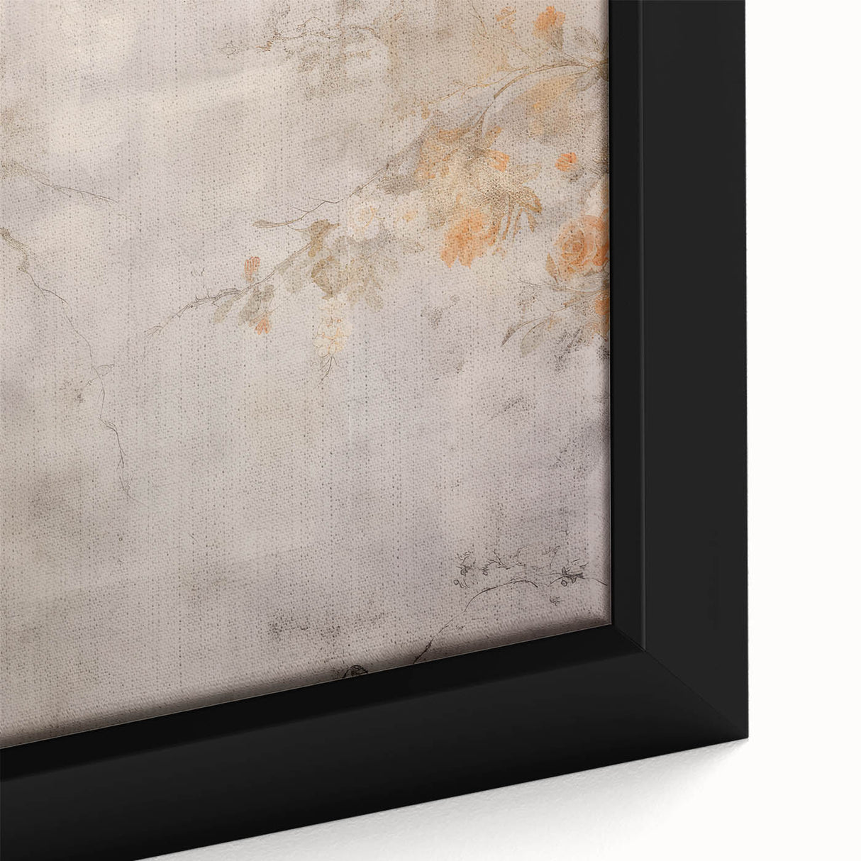 Vintage Landscape Art – Floral Design with Soft Beige and Orange