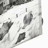 Vintage Landscape Art – Snowy Barn in Winter – Antique Rural Scene Wall Art