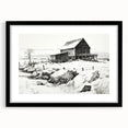 Vintage Landscape Art – Snowy Barn in Winter – Antique Rural Scene Wall Art