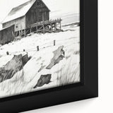 Vintage Landscape Art – Snowy Barn in Winter – Antique Rural Scene Wall Art