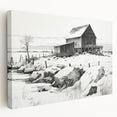 Vintage Landscape Art – Snowy Barn in Winter – Antique Rural Scene Wall Art