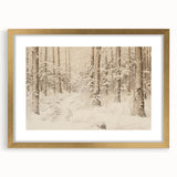 Vintage Landscape Art – Snowy Forest Pathway – Antique Winter Forest Wall Art