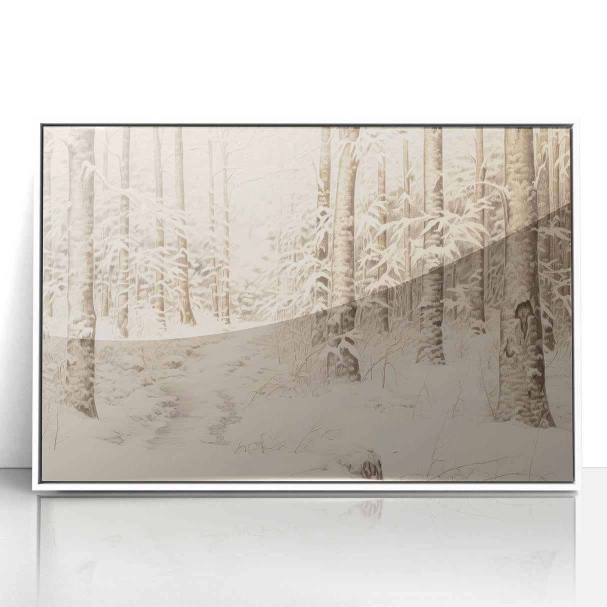 Vintage Landscape Art – Snowy Forest Pathway – Antique Winter Forest Wall Art