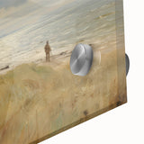 Vintage Landscape Art – Coastal Beach Scene with Walker – Antique Seaside Wall Art