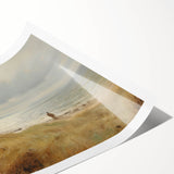 Vintage Landscape Art – Coastal Beach Scene with Walker – Antique Seaside Wall Art