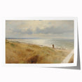 Vintage Landscape Art – Coastal Beach Scene with Walker – Antique Seaside Wall Art