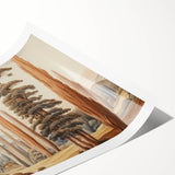 Vintage Landscape Art – Towering Cypress Trees and Scenic Castle – Antique European Wall Art