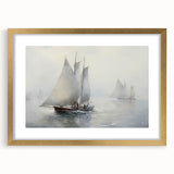Vintage Landscape Art – Sailing Boats on Calm Waters – Antique Maritime Wall Art
