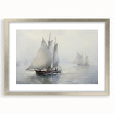 Vintage Landscape Art – Sailing Boats on Calm Waters – Antique Maritime Wall Art