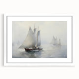 Vintage Landscape Art – Sailing Boats on Calm Waters – Antique Maritime Wall Art