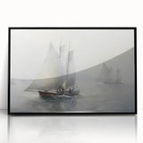 Vintage Landscape Art – Sailing Boats on Calm Waters – Antique Maritime Wall Art