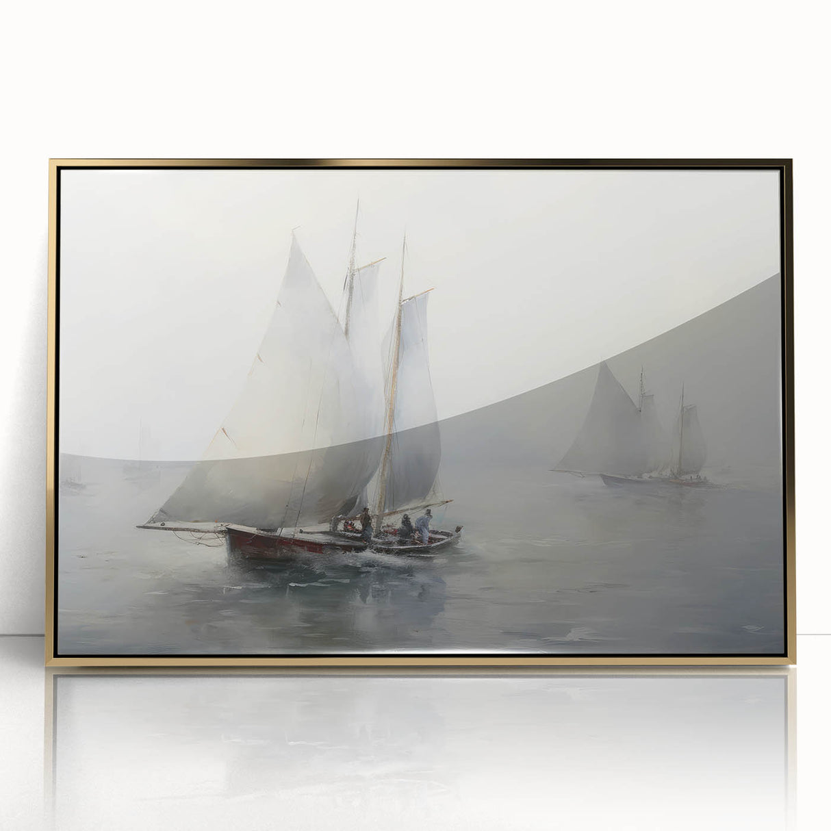 Vintage Landscape Art – Sailing Boats on Calm Waters – Antique Maritime Wall Art