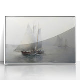 Vintage Landscape Art – Sailing Boats on Calm Waters – Antique Maritime Wall Art